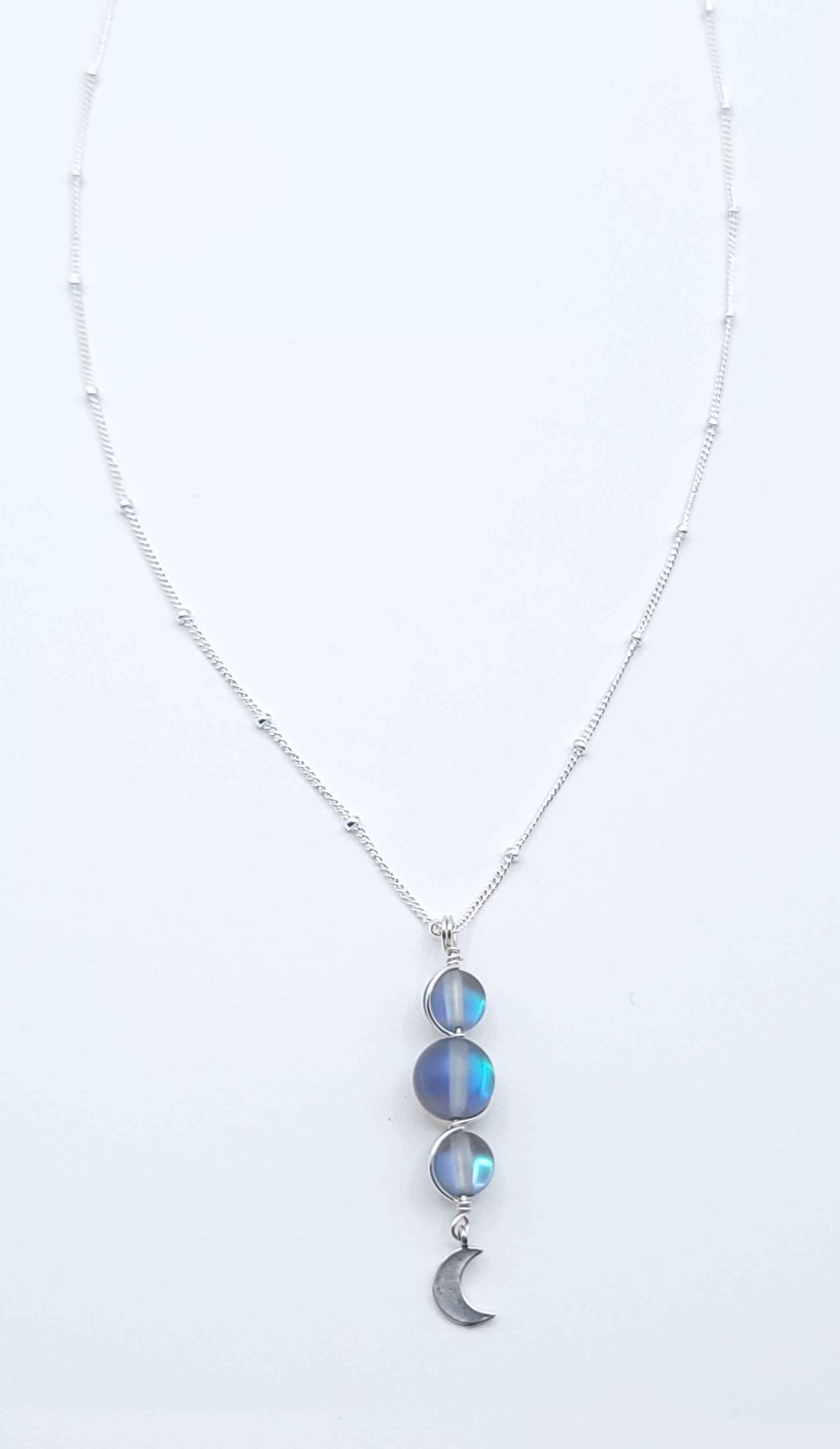 Moon Phases Silver Aura Necklace