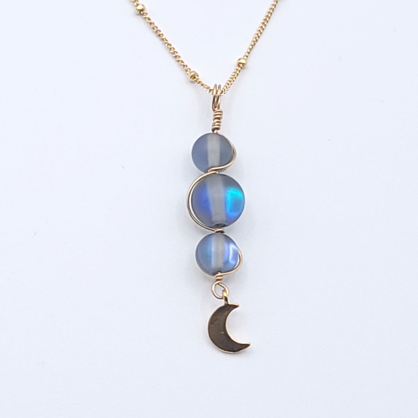 Moon Phases Silver Aura Necklace
