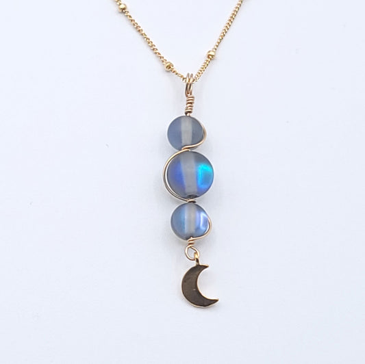 Moon Phases Silver Aura Necklace