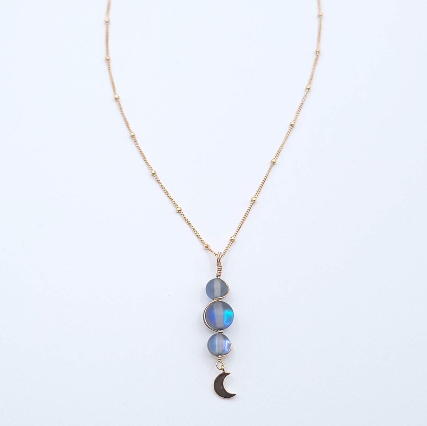 Moon Phases Silver Aura Necklace