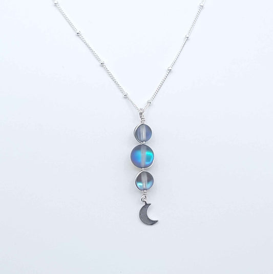 Moon Phases Silver Aura Necklace