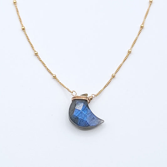 Crescent Moon Labradorite Necklace