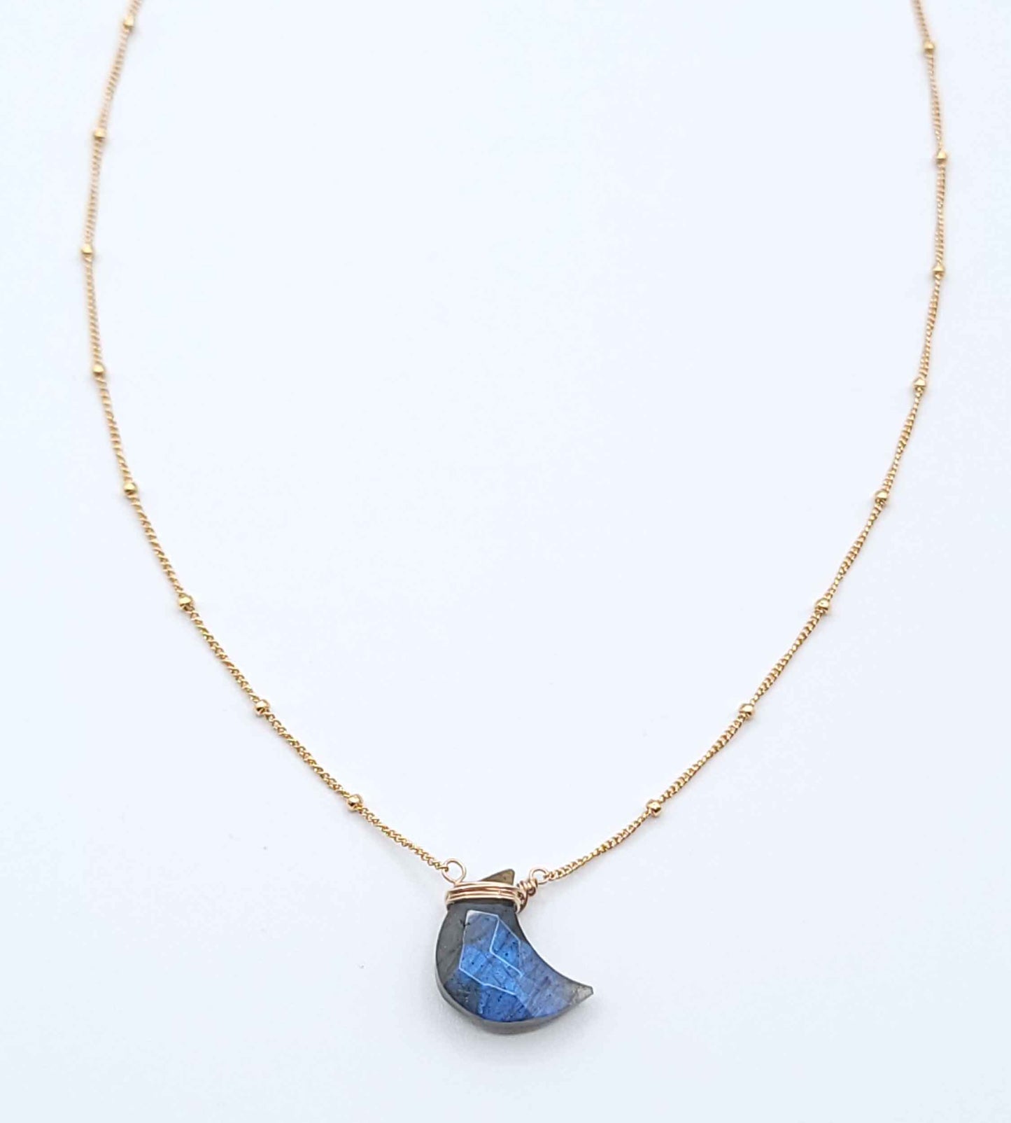 Crescent Moon Labradorite Necklace