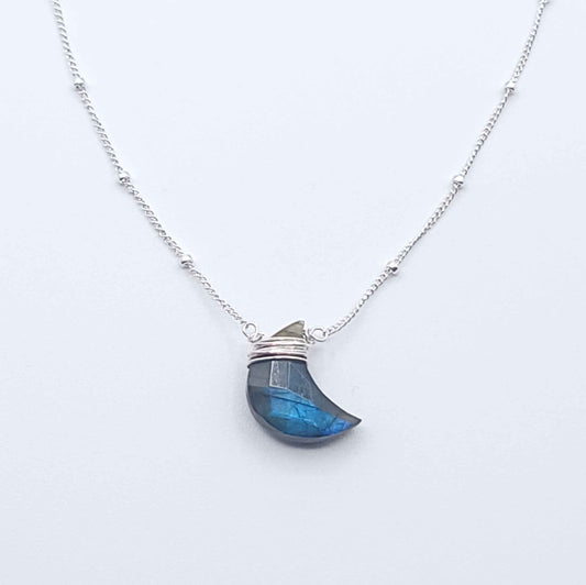 Crescent Moon Labradorite Necklace