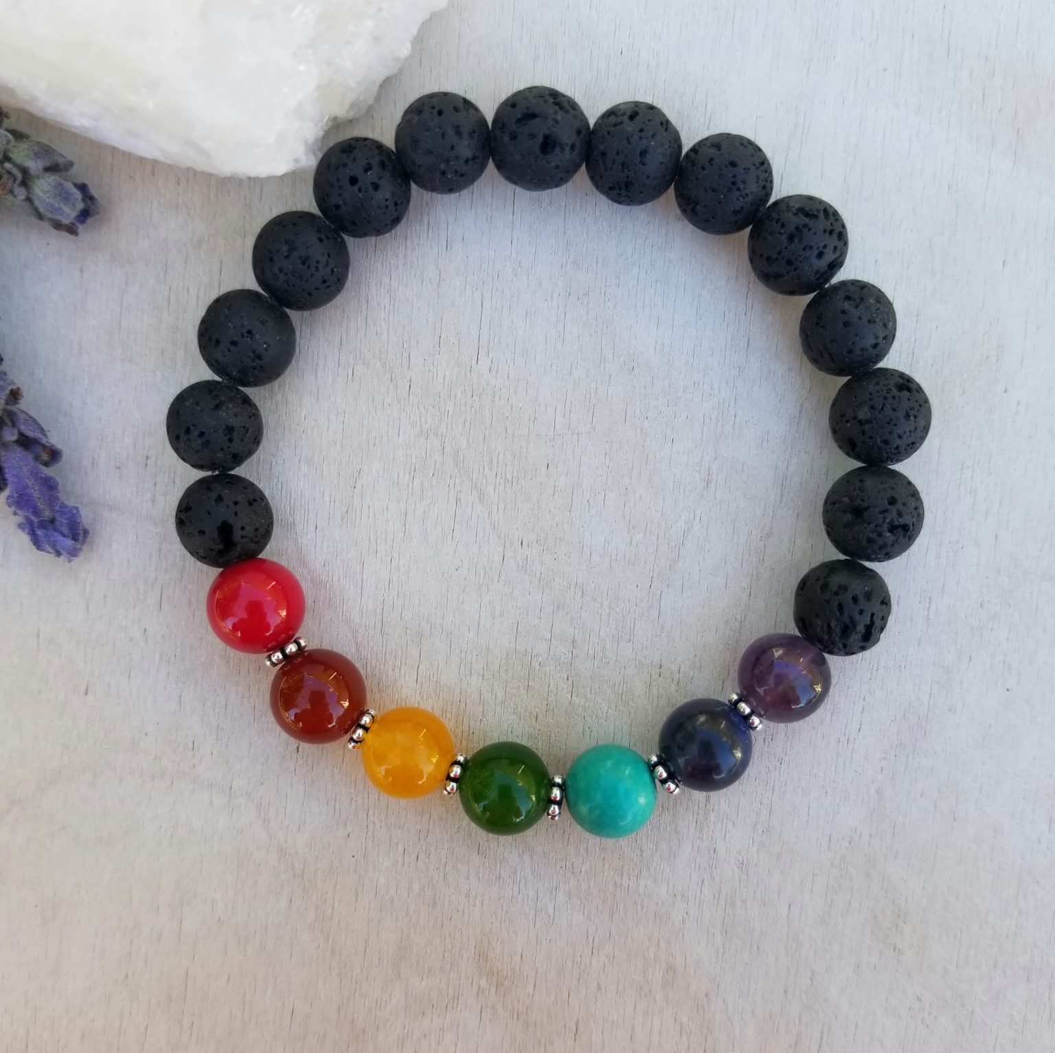 Lava Seven Chakra Diffusing Stretch Bracelet - Solstice LTD - Jewelry ...