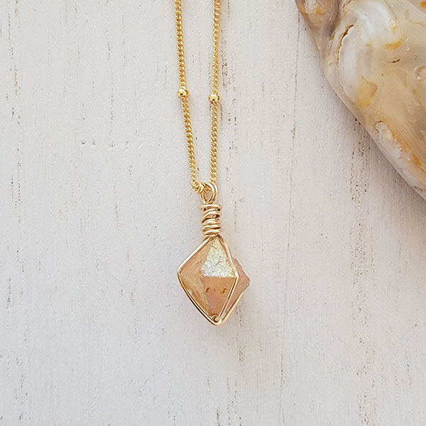 Titanium Beta Quartz Necklace - Gold-Filled