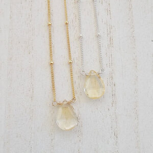Citrine Golden Flame Necklace - Sterling Silver or Gold-filled