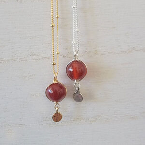 Carnelian Motivator Necklace - Sterling Silver or Gold-Filled